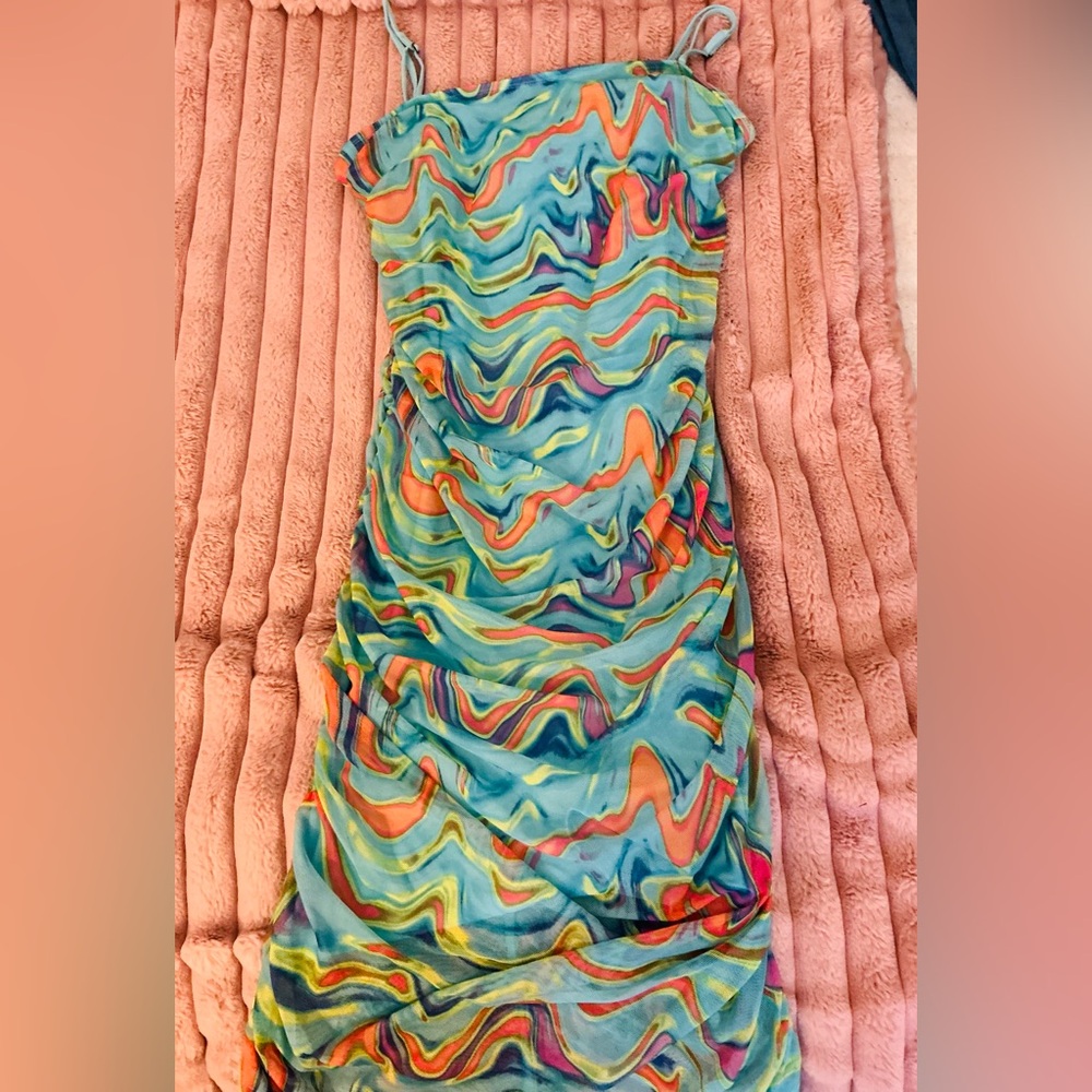 Wild Fable Strapless Multicolor Swirl Dress